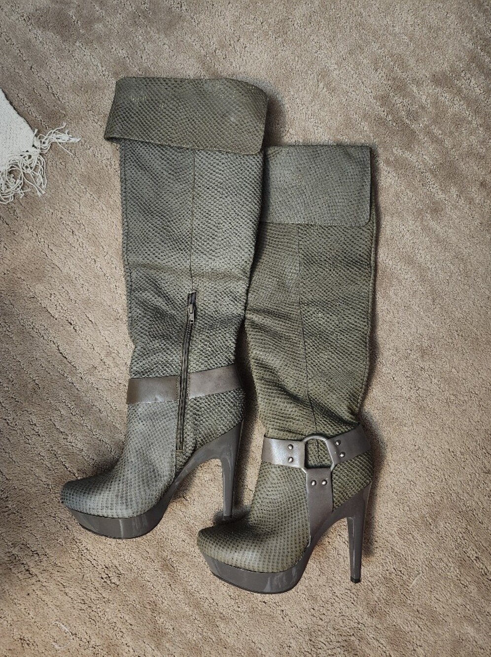 Jessica Simpson Olive Green Over-the-Knee Platform Boots